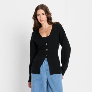 Future Collective - Women's Nipped Waist Cardigan - Future Collective  Black